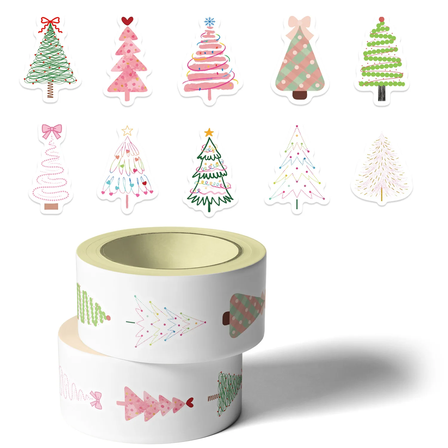 

500PCS/Roll Christmas Tree Sealing Stickers Festival Cartoon Roll Decal Notebook Phone Guitar Skateboard Cup Classic Kid Toys