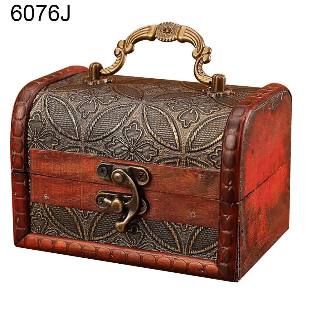 Jewelry Organizer Vintage Chinese Wooden Luxury Jewelry Holder Cosmetics Storage Box Mini Wood Treasure Chest Storage Box