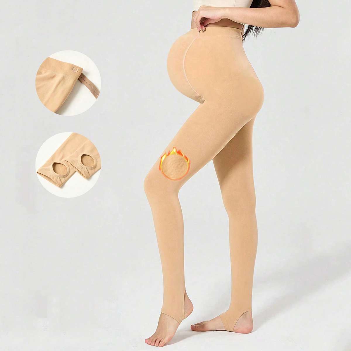 

1 Pc Maternity Fleece-Lined Tights for Autumn & Winter - with Adjustable Strap, Suitable for Daily Use
