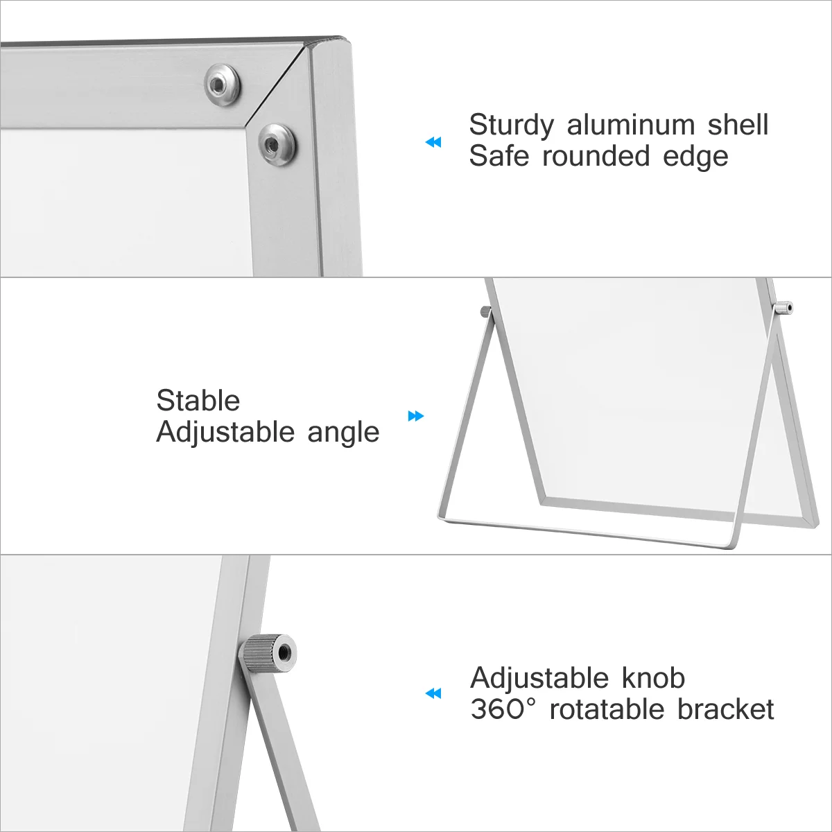 STOBOK Magnetic Dry Erase Board Double Sided Personal Desktop Tabletop White Board Planner Reminder with Stand for School Office