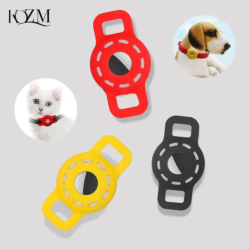 Pet Collar For Apple Airtag Dog Cat Strap Adjustable Sleeve Suitable Air Tags Anti-Scratch Silicone Protective Cover For Airtags