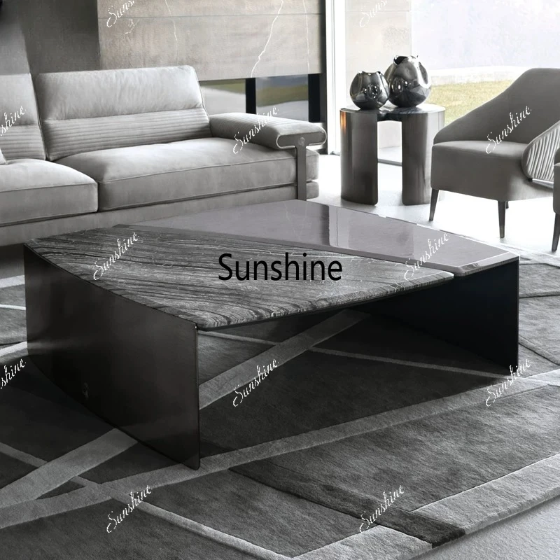 

Italian minimalist villa living room premium square marble coffee table