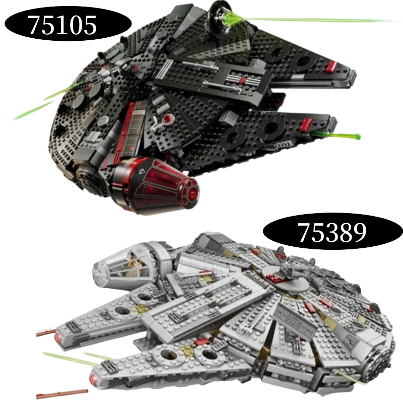 

Горячие игрушки, игрушки тысячелетия, модель темного корабля 75105 75389, Сокол, космический военный корабль тысячелетия, строительные блоки, детский подарок на день рождения