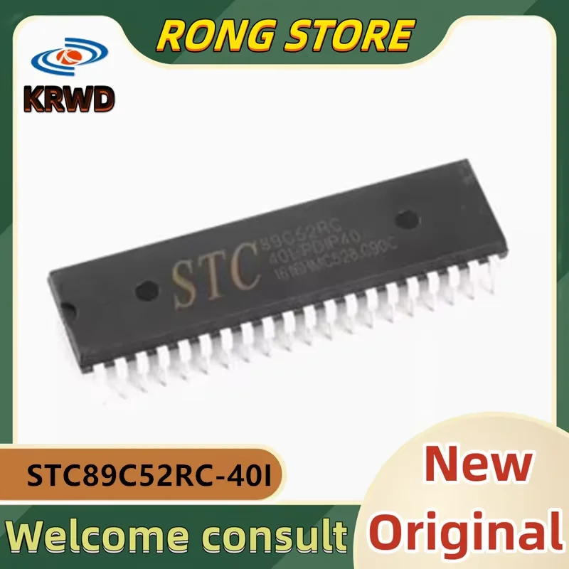 10PCS 89C52RC-40I New and Original Chip IC STC89C52RC-40I STC89C52RC-40I-PDIP40 Single chip microcontroller chip