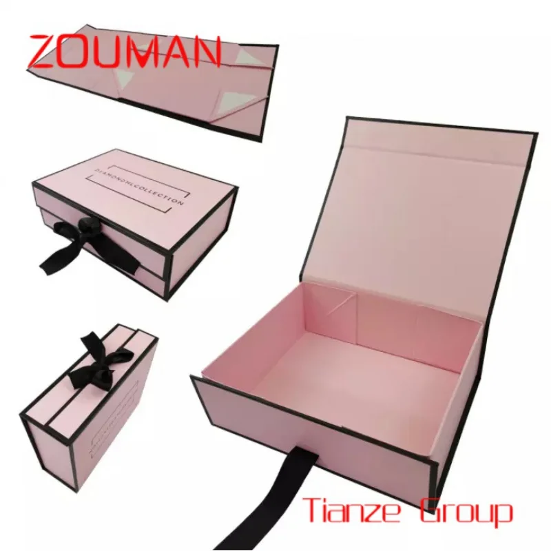 Custom , Folding Flip  Packaging  Bow Gift Box