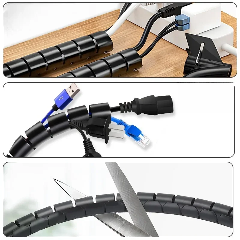 1/3/5/10 Meter Flexible Spiral tube pipe PE wire harness casing Cable Sleeves cord duct cover auto car Mechanical line protecter