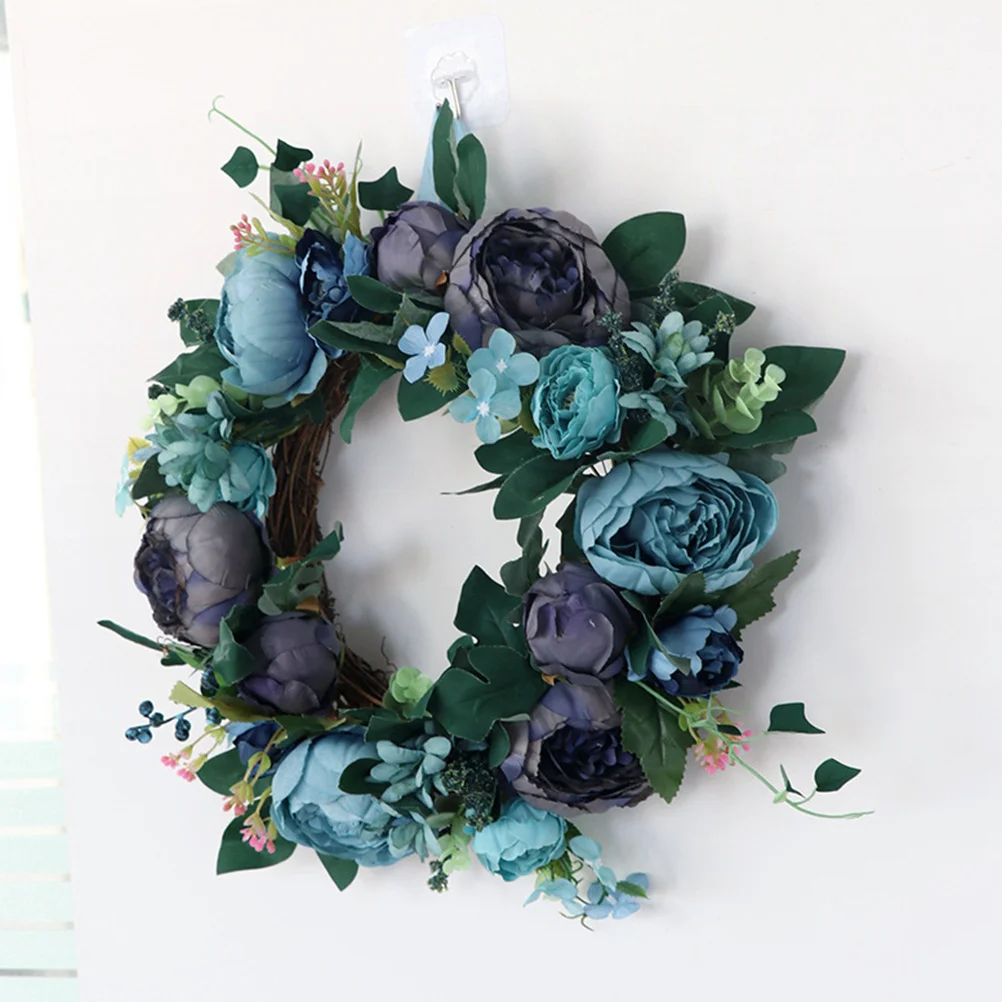 

1pc Simulation Peony Garland Artificial Flower Decor Wedding Church Holiday Home Office European Style Front Door Hanging Wreath