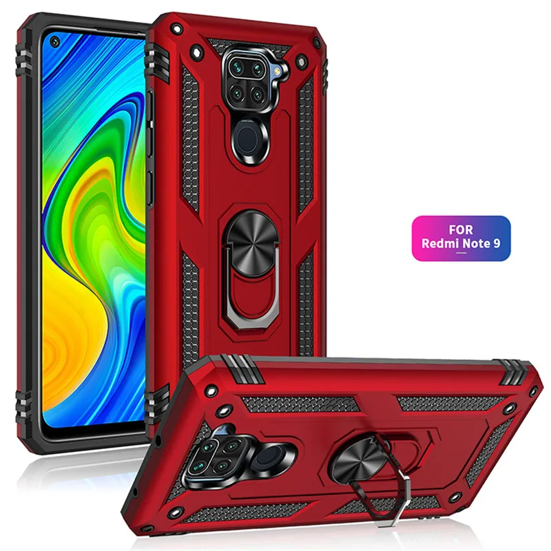 

For Xiaomi Redmi Note 9 Case Shockproof Armor Metal Ring Phone Cases For Redmi Note9 Stand Holder Bumper Cover