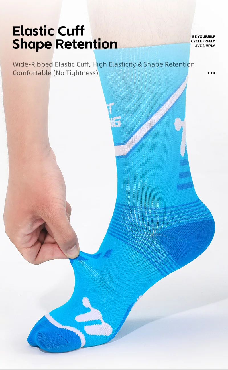 WEST BIKING Fahrradsocken für Männer und Frauen, gestreift, mit Logo, weich, dehnbar, atmungsaktiv, Sportsocken, Lauf- und Fahrradausrüstung, EU 37-44 – Detail 9