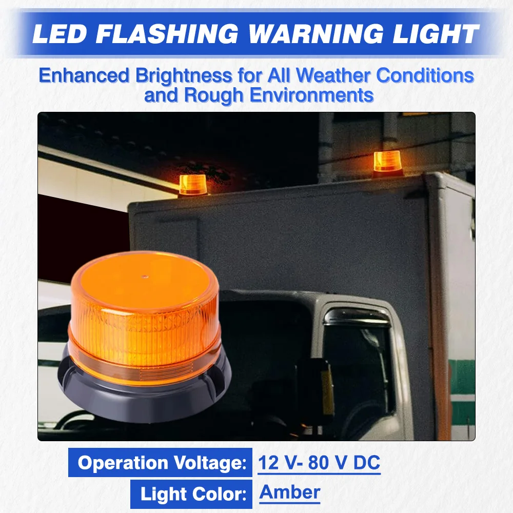 12V-80V 有線/デュアルボタンスイッチカーチャージャー 90 LED 警告ビーコンライト ストロボライト点滅ビーコン 磁気ベース付き