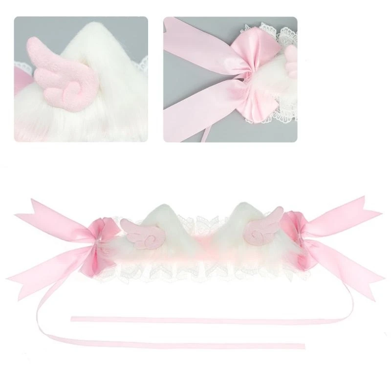 

Ruffle Lace Cats Ear Hair Clip and Headband Teens Maid Costume Props Headpiece 15UB