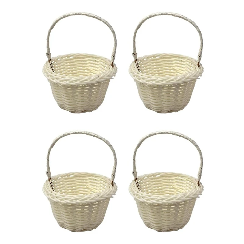 

Pack Of 4 Mini Woven Baskets, Wedding Flower Basket,8X5 Cm Baskets For Flower Girls,Flower Girl Baskets,Braided Flowers