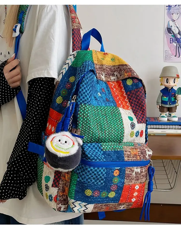 Backpack Canvas Patchwork 2025 Spring Summer Autumn Fashion Vintage Patchwork Backpack