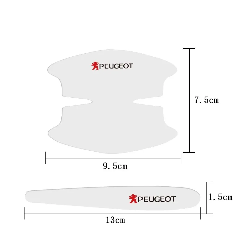 8pcs Car Door Handle Stickers Transparent Protector Film For Peugeot 206 308 208 307 2008 106 407 607 207 508 107 408 205 406