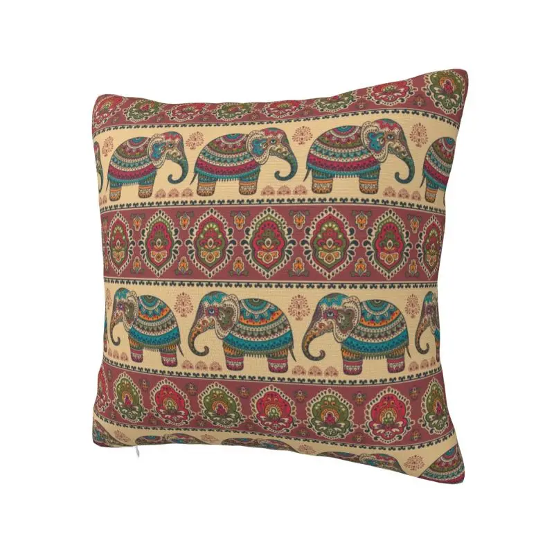 Custom Elephants Paisley Flowers Pattern Cushion Covers Boho Bohemian Art Velvet Nordic Pillows Home Decoration