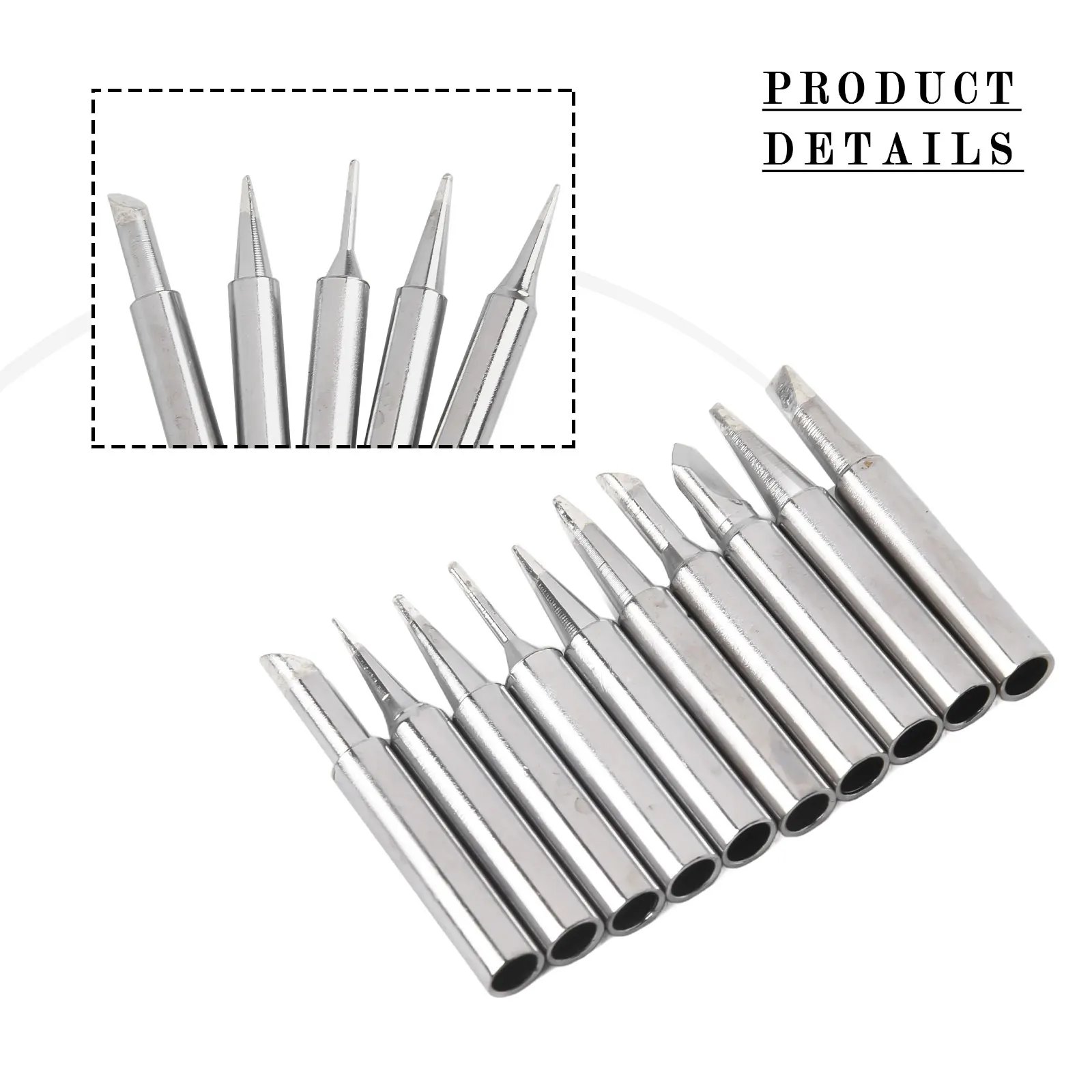 

10Pcs/set Soldering Iron Tips 900M-T Lead-Free Welding Head For 936 942 907-ESD 852 Rework Station Soldering Tool Equipment