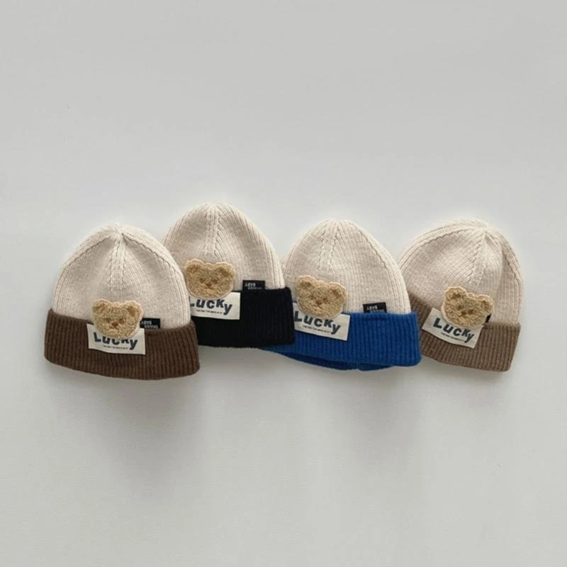 

J15U Hairball Bonnet Cap Bear Beanie Hat Winter Warm Hat for Boy Girl 3-24Months