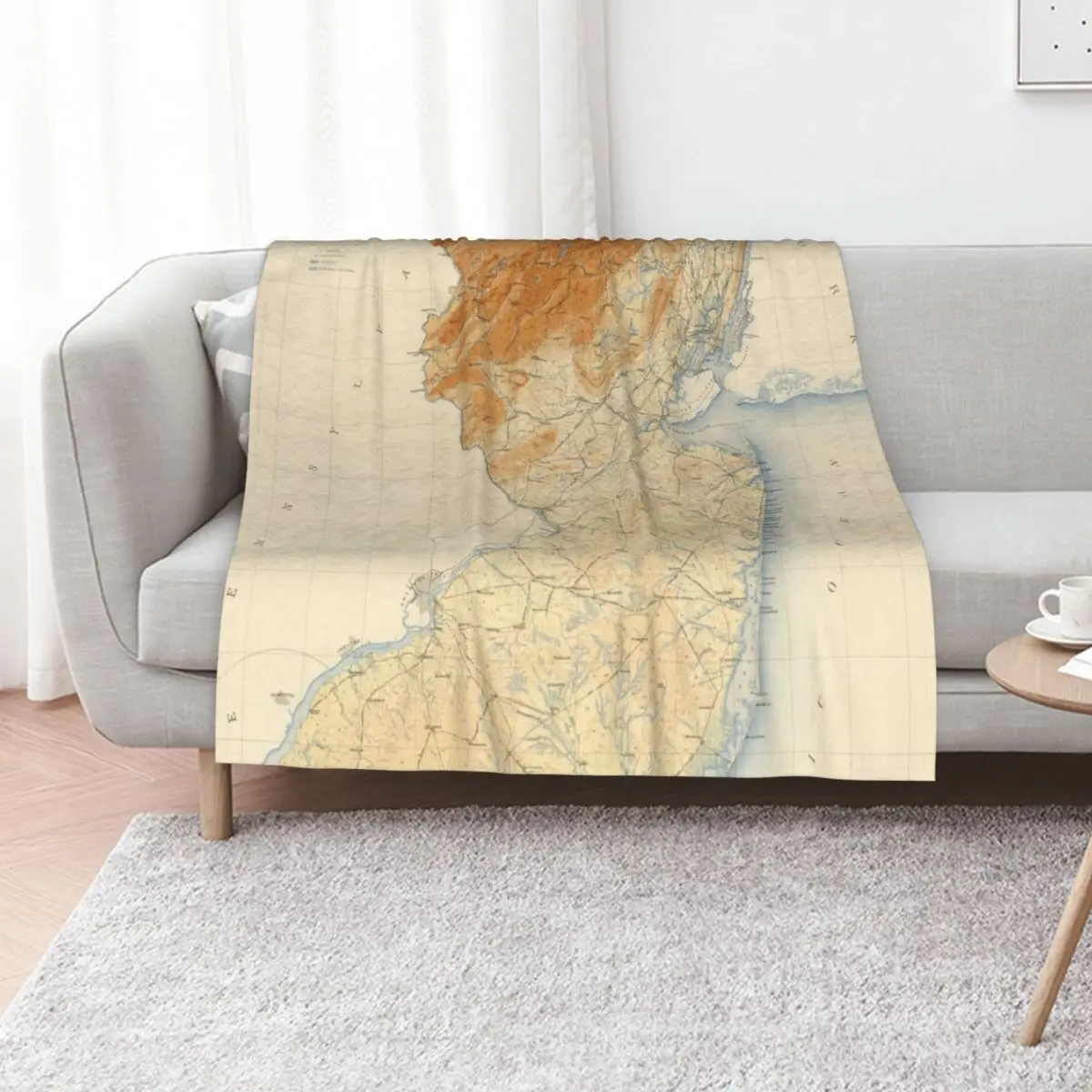 Old New Jersey Geological Map (1888) Vintage NJ Topography Atlas Throw Blanket For Sofa Thin Decorative Beds Softest Blankets