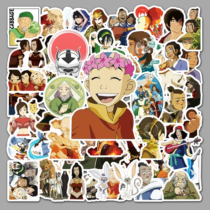 10/50PCS Anime Avatar The Last Airbender Sticker Cartoon Personality Cool Creative Decorative Decorative Kids Toy DIY Skateboard