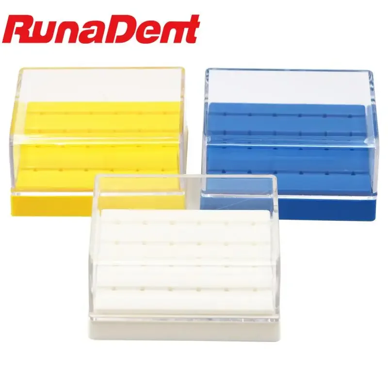 

24 Holes Plastic Dental Bur Holder Disinfection Carbide Burs Block Drills Case Box Blue/White/Yellow for Dentist Lab Equipment
