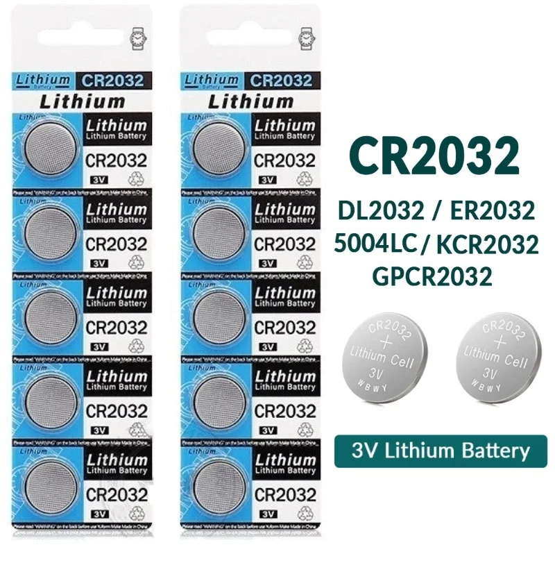 50PCS CR2032 Lithuim Cell Button 3V CR 2032 BR2032 DL2032 ECR2032 Lithium Coin Battery for Electronic Watch LED Light Toy Remote