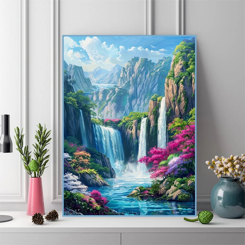 Diamond Mosaic Waterfall Scenery DIY Pattern for Adults Beginners Diamond Painting Mountain Landscape Unique Gift