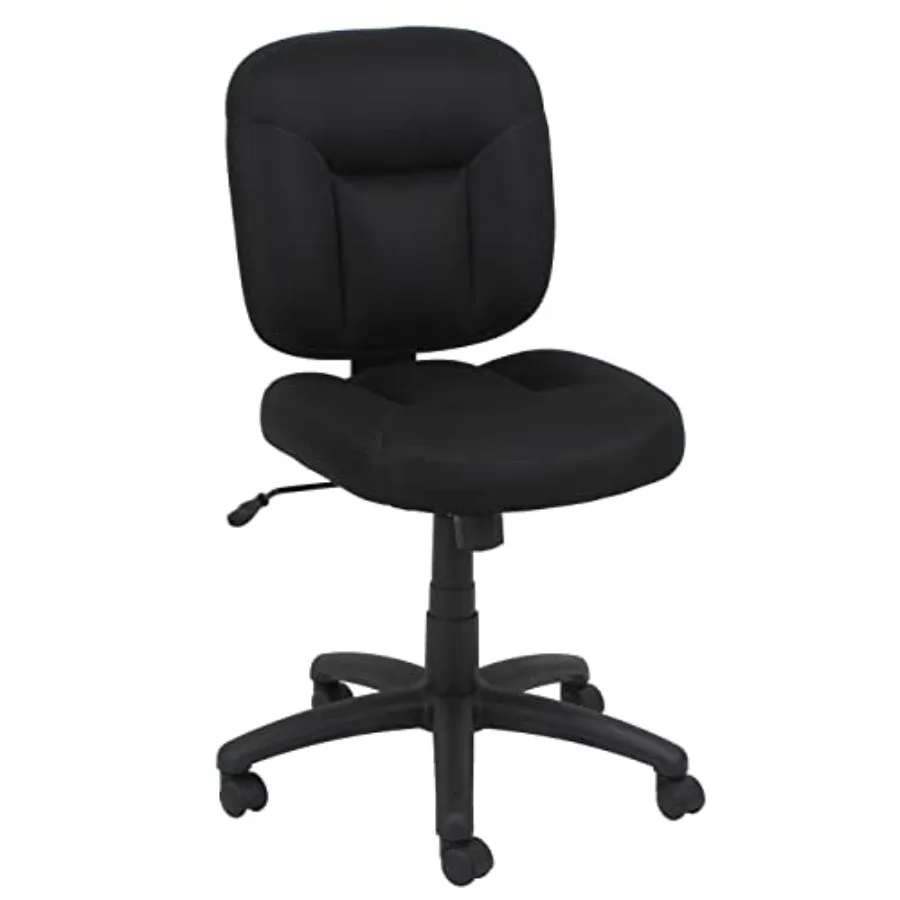 

Low-Back Office Desk Chair with Back Support Adjustable Height 360 Degree Swivel Fabric Upholstery Rolling Black