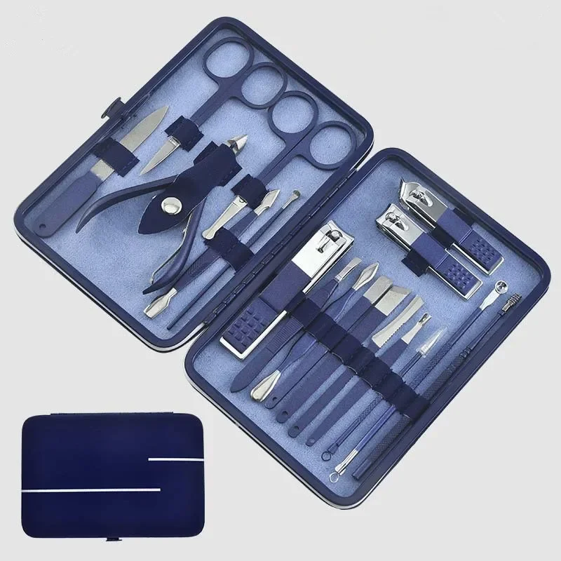 

4/7/10/12/15/18 Pcs Stainless Steel Blue Manicure Set Beauty Nail Clippers Scissors Foot File