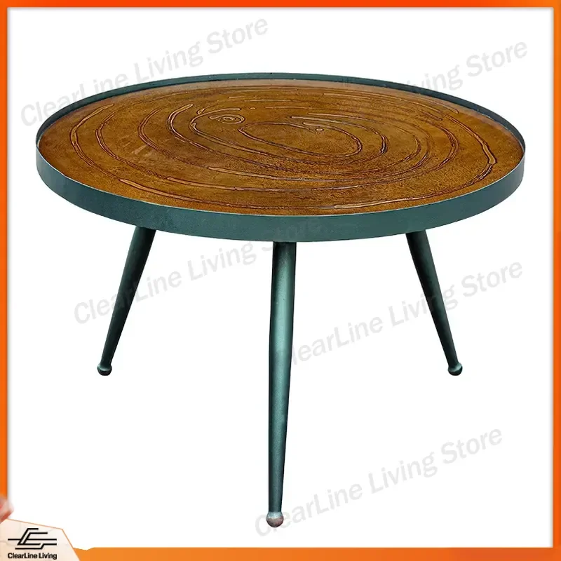 Tree Shaped Coffee Table Metal Round Hammered Copper Finish Living Room Center Table Modern Home Decor Furniture Accent Piece