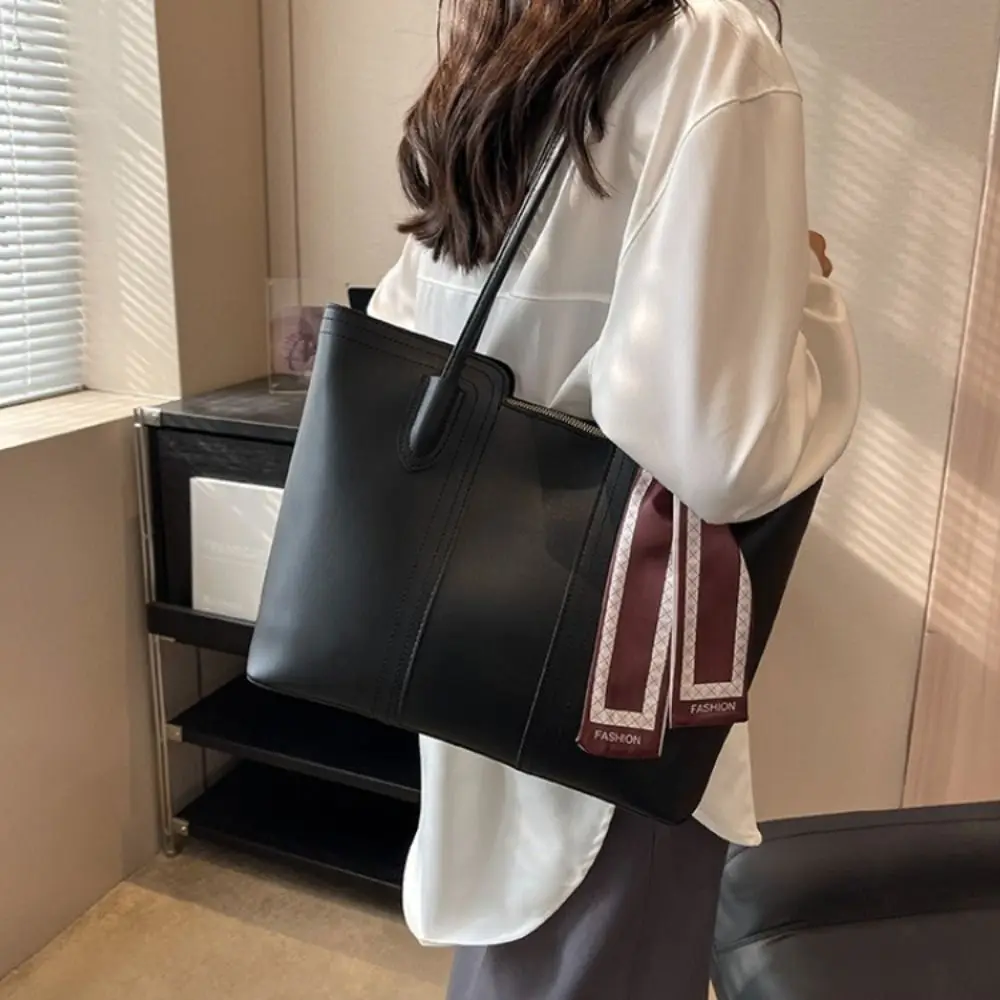 

Storage Pouch Korean Style Tote Bag Silk Scarf Casual One Shoulder Bag Solid Color Polyester Women Handbag Shopping