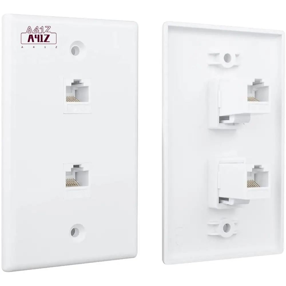 

A41Z-2 Port Ethernet Wall Plate, Cat6 Female To Female Wall Jack RJ45 Keystone Inline Coupler Wall Outlet, White