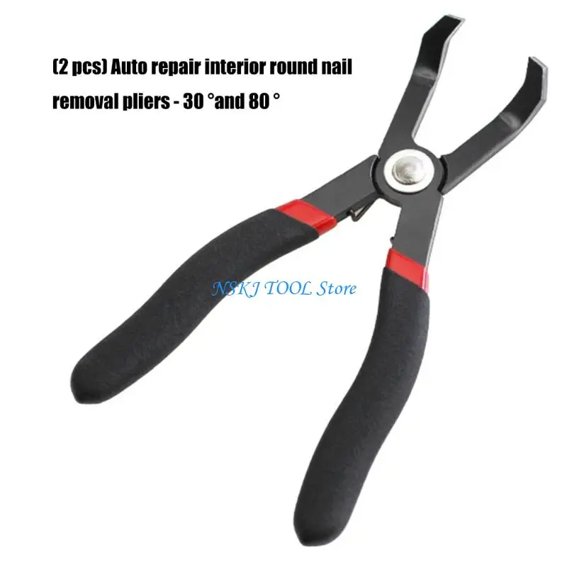 L8RC Efficient Rivet Removal Pliers 30 and 80 Degrees For Interior Trim Nonslip Ergonomic Handle Push Pin Pliers Set