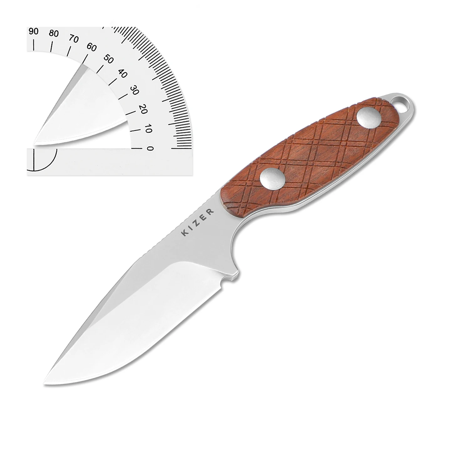 Kizer Fixed Blade Knife Muskrat 1064A2 Mkuruti Wood Handle with S35VN Steel Blade Survival Knife