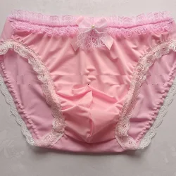 Handmade Man's Pink Lace Lace Soft Silky Touch  Briefs Live Show DJ Club Sexy Costumes Private Party Live Show Dance