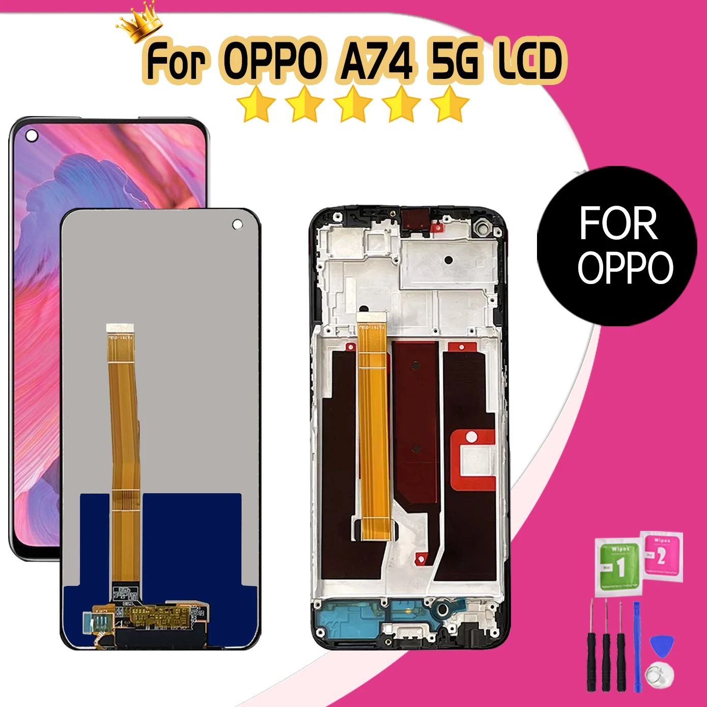 High quality 6.5\'\' For OPPO A74 5G CPH2197 CPH2263 LCD Display Touch Screen Replacement For OPPO A74 5G LCD Digitizer Assembly