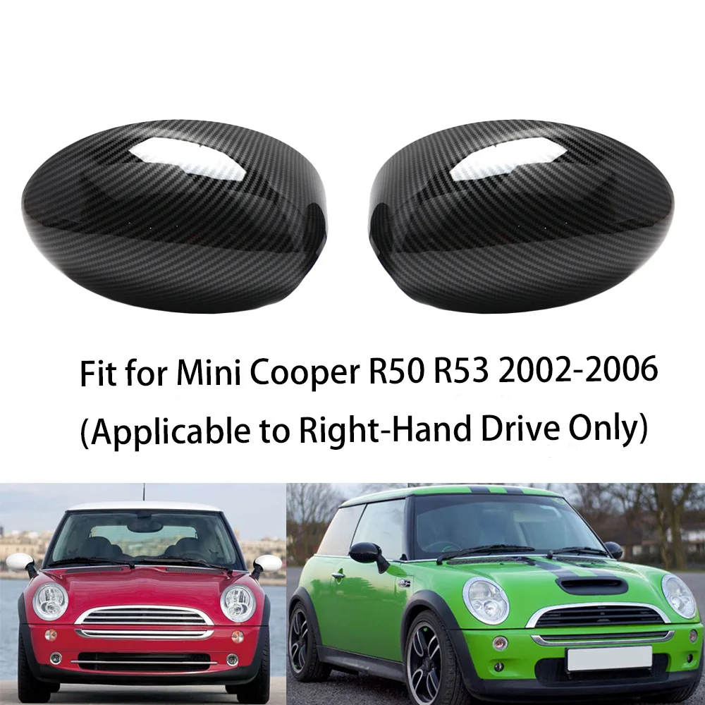 2Pcs Carbon Fiber style Rear View Mirror Covers For Mini Cooper R50 R53 2002 2003 2004 2005 2006 Right-Hand Drive Accessories