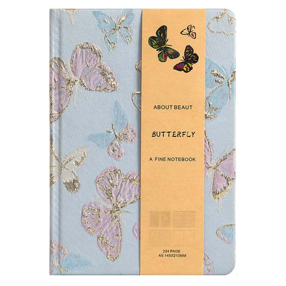 Leather Embroidered Flower Notebook A5 Pattern Butterfly Journal Book Time Organizer Anti-splash Water Schedule Notepad