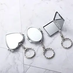 Makeup Mirror Folding Mirror Key Chain with Key Ring Double Sides Double Sides Cosmetic Mirror Keychain Portable Metal