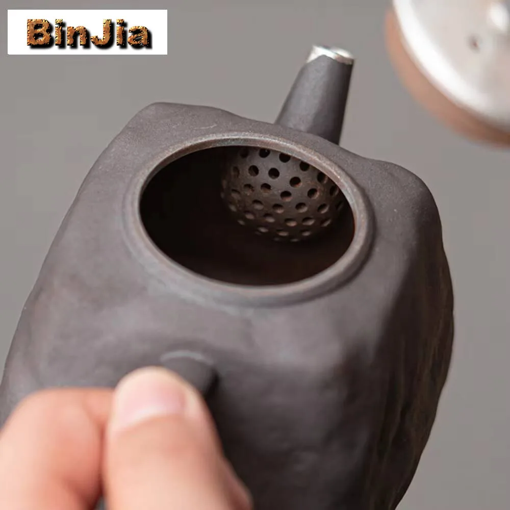 200 مللي إبريق شاي من الفخار الخشن الياباني مصنوع يدويًا وعاء فئة مذهب غلاية تخمير الشاي مع فلتر هدايا كونغ فو تشا الصينية الحرفية هدية #5