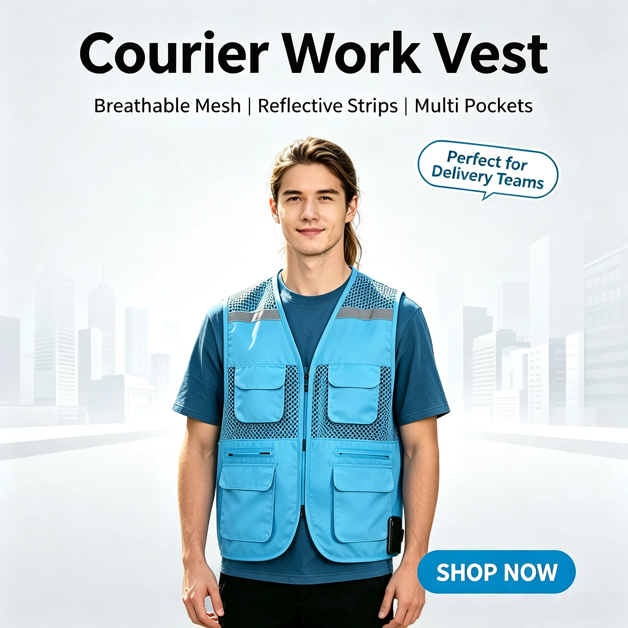 2026 New Outdoor Multi-Pocket Mesh Breathable Vest for Courier Uniform Volunteer Activities Logo Printing Plus Size 6XL