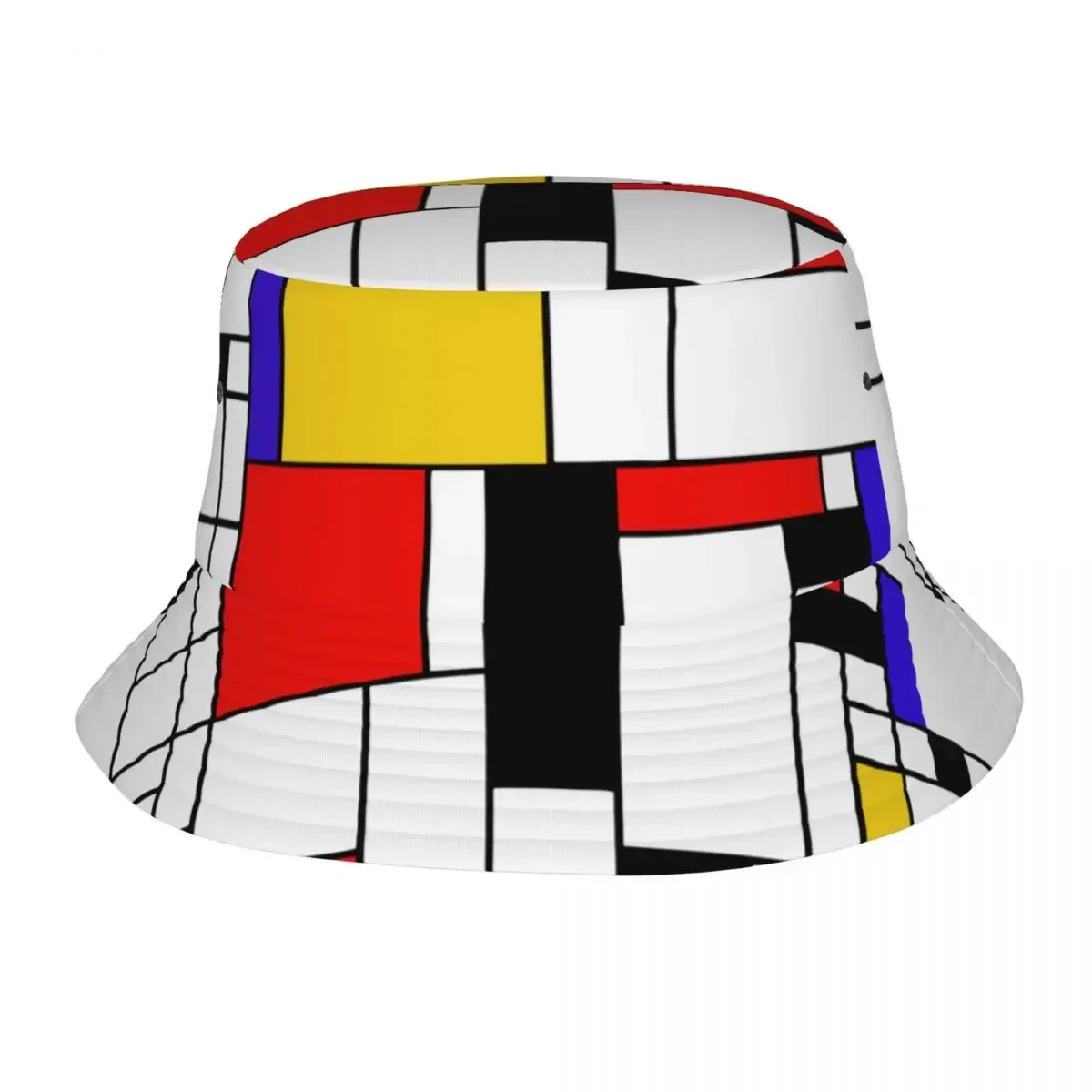 Vocation Getaway Headwear Mondrian Abstract Art Bucket Hats Stylish Unisex Sun Hat Minimalism Geometric Ispoti Cap Fisherman Hat