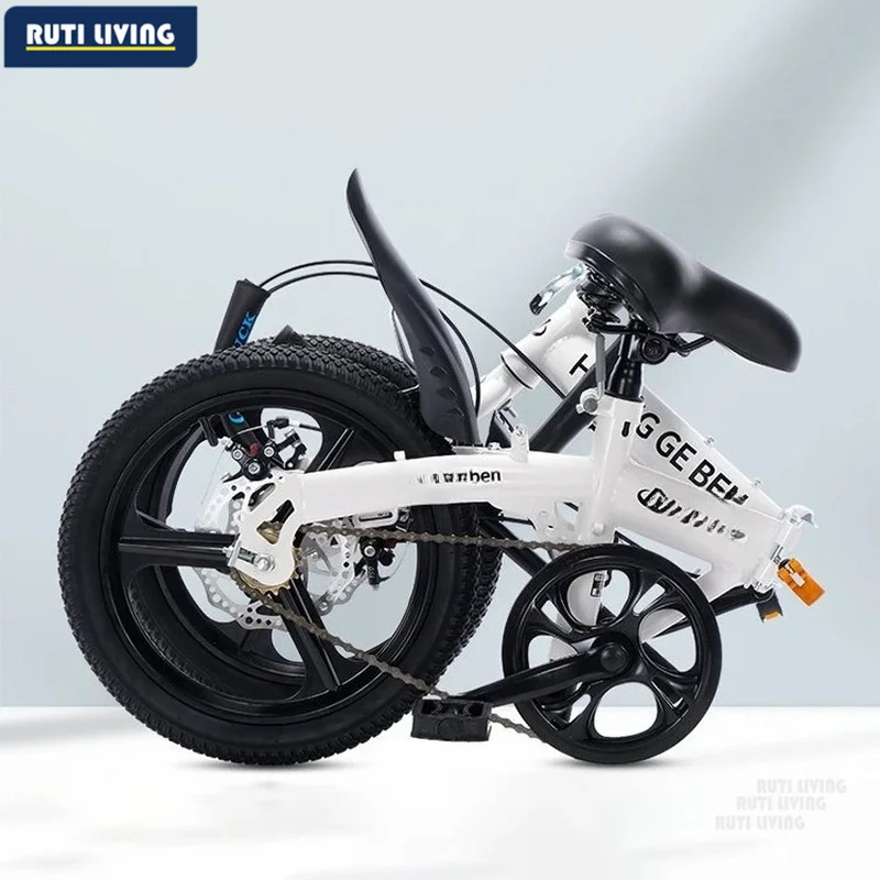 Folding Bicycle 16 Inch Adult Variable Speed Student Bicycle Men's and Women's Ultra-light Small Pedal Leisure Travel Bike