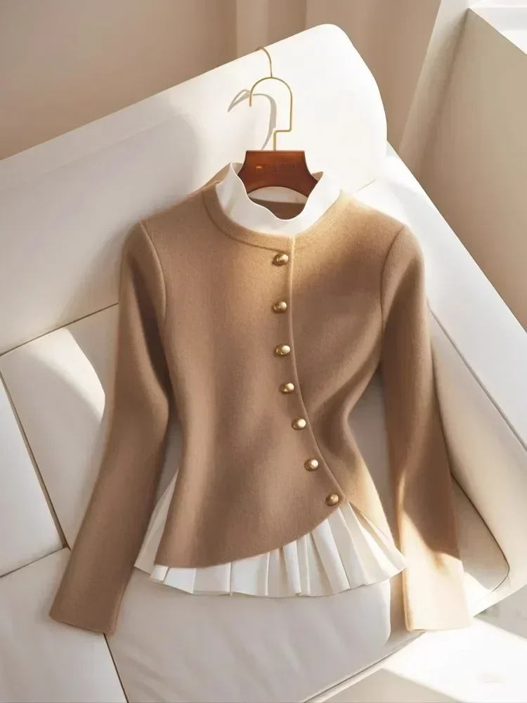 

Французская элегантная винтажная блузка, женский повседневный пуловер, весенний корейский модный утягивающий джемпер, женская одежда, однотонный цвет