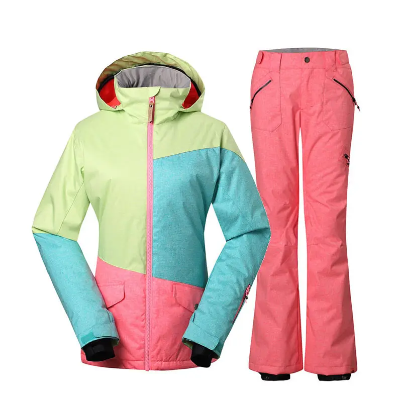 

Gsou Snow Suit Sets for Women, Windproof Snowboarding Jackets and Pants, Cowboy Pattern, Outdoor Sports, Skiing Clothing