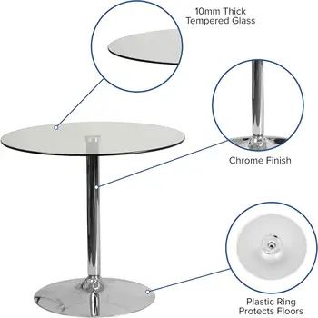 Kulatý skleněný jídelní stůl o průměru 31,5 8 nejlepší prodej stoly z tvrzeného skla - №5