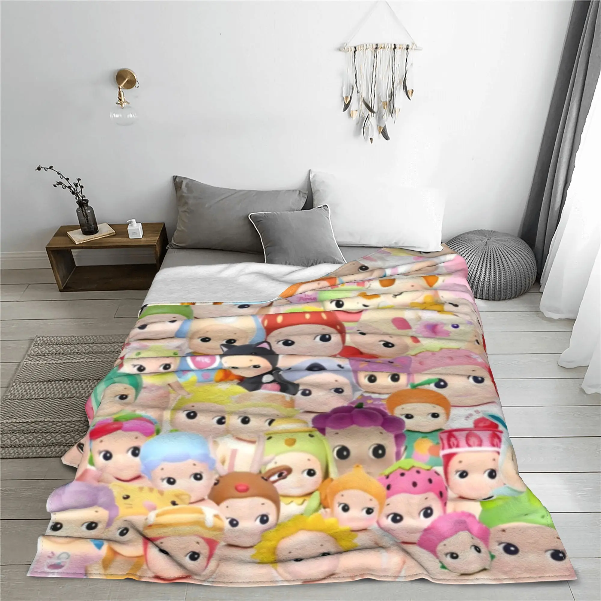 Bunny Sonny Angels Collage Cartoon Blanket Flannel Cute Smile Soft Throw Blankets Airplane Travel Bedspreads Plush Thin Quilt