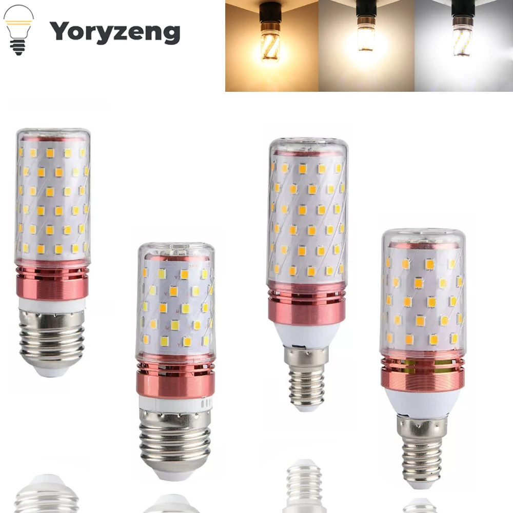 

12W 16W 20W E​27 E14 LED Corn Light Bulbs Tricolor 110V 220V Cold Neutral Warm White Color Change 2835 SMD Replace Halogen Lamps