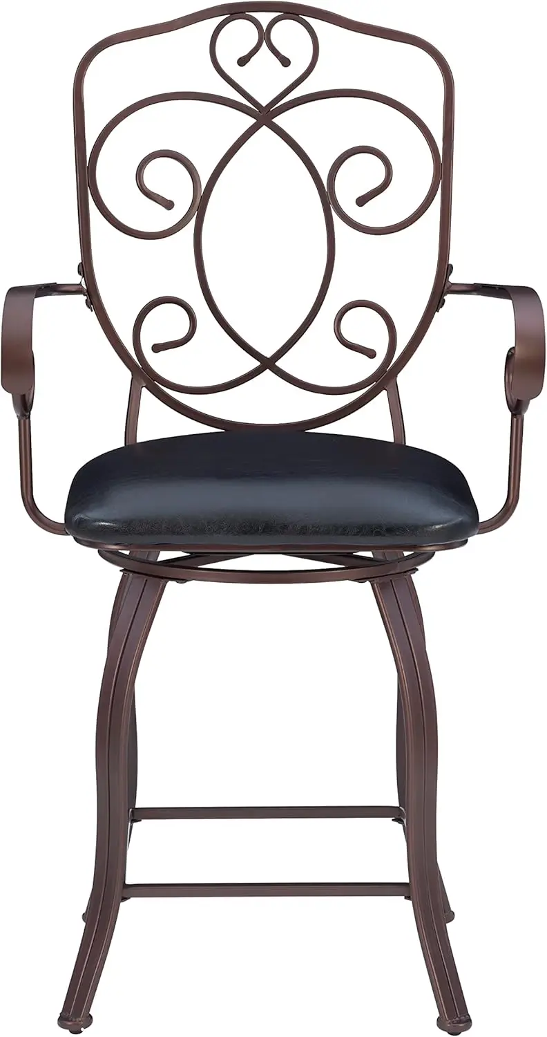 Crested Back Swivel Counter Stool, 24"