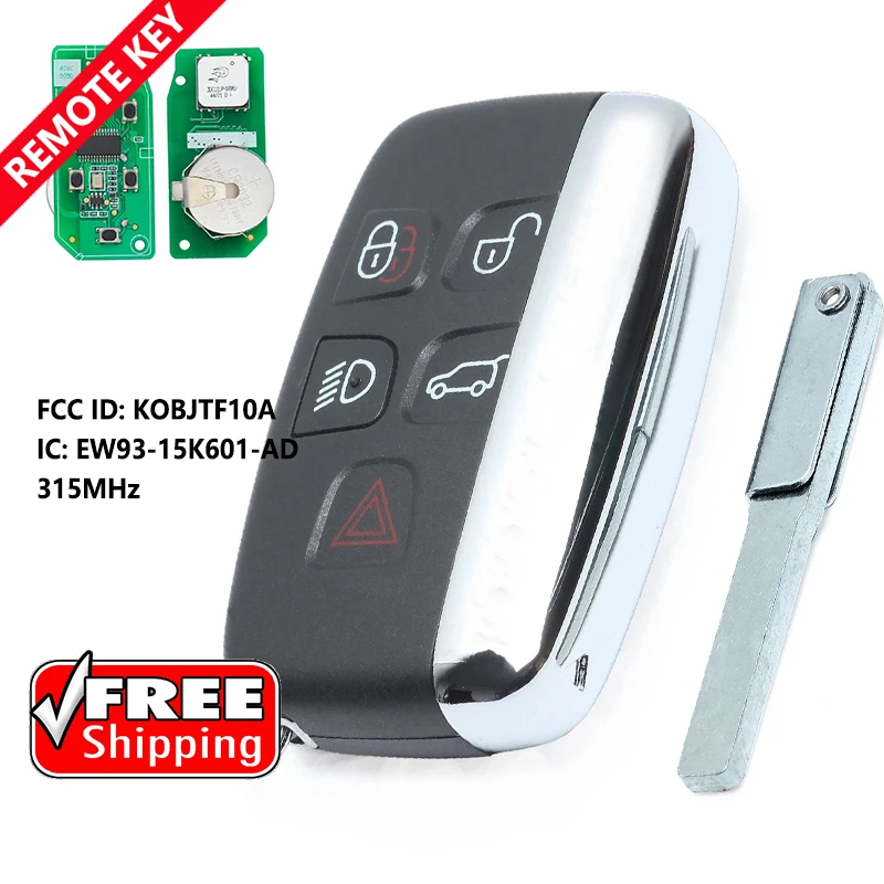 

DIYKEY KOBJTF10A 315 МГц/433 МГц 5B умный дистанционный брелок для Jaguar F-Type XE XF XJ, для Land Rover Discovery 4 Freelander
