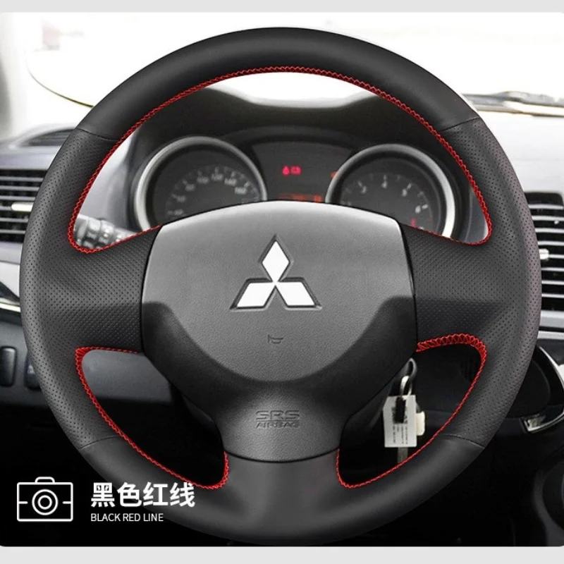 For Mitsubishi Steering Wheel Cover Genuine Leather Hand Stitched 10-16 Models Lancer-ex FORTIS 13-18 Years ASX  Interior